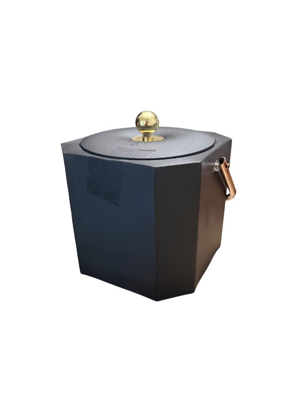 Vintage Georges Briard Matte Black MCM Gold Ice Bucket Lidded